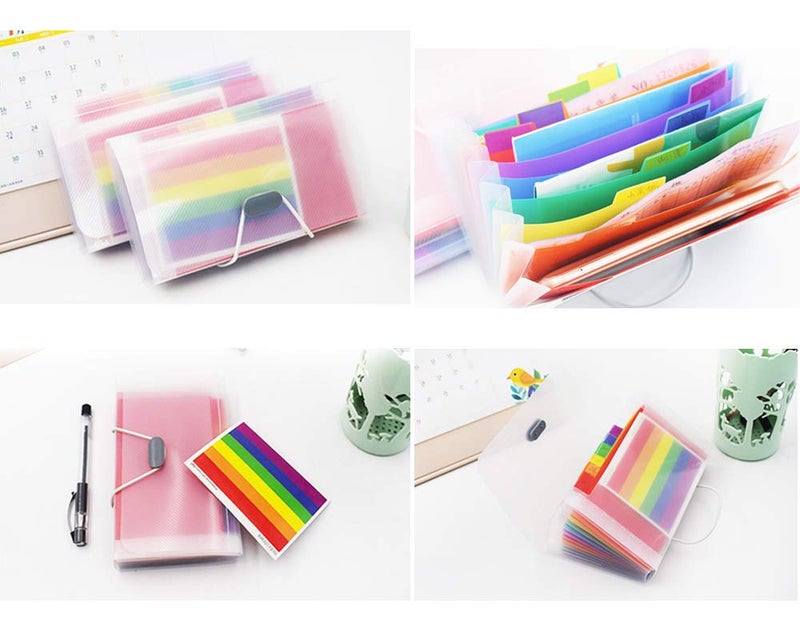 BigBigMe 2 Pack Expanding File Folder,A6 Mini Accordion File Organizer,13 Pockets Rainbow Receipt Organizer Wellet for Monthly Bills,Cards,Check Coupons,Vouchers,Receipt Tax Item or Changes,Coupon Organizer - Image 5